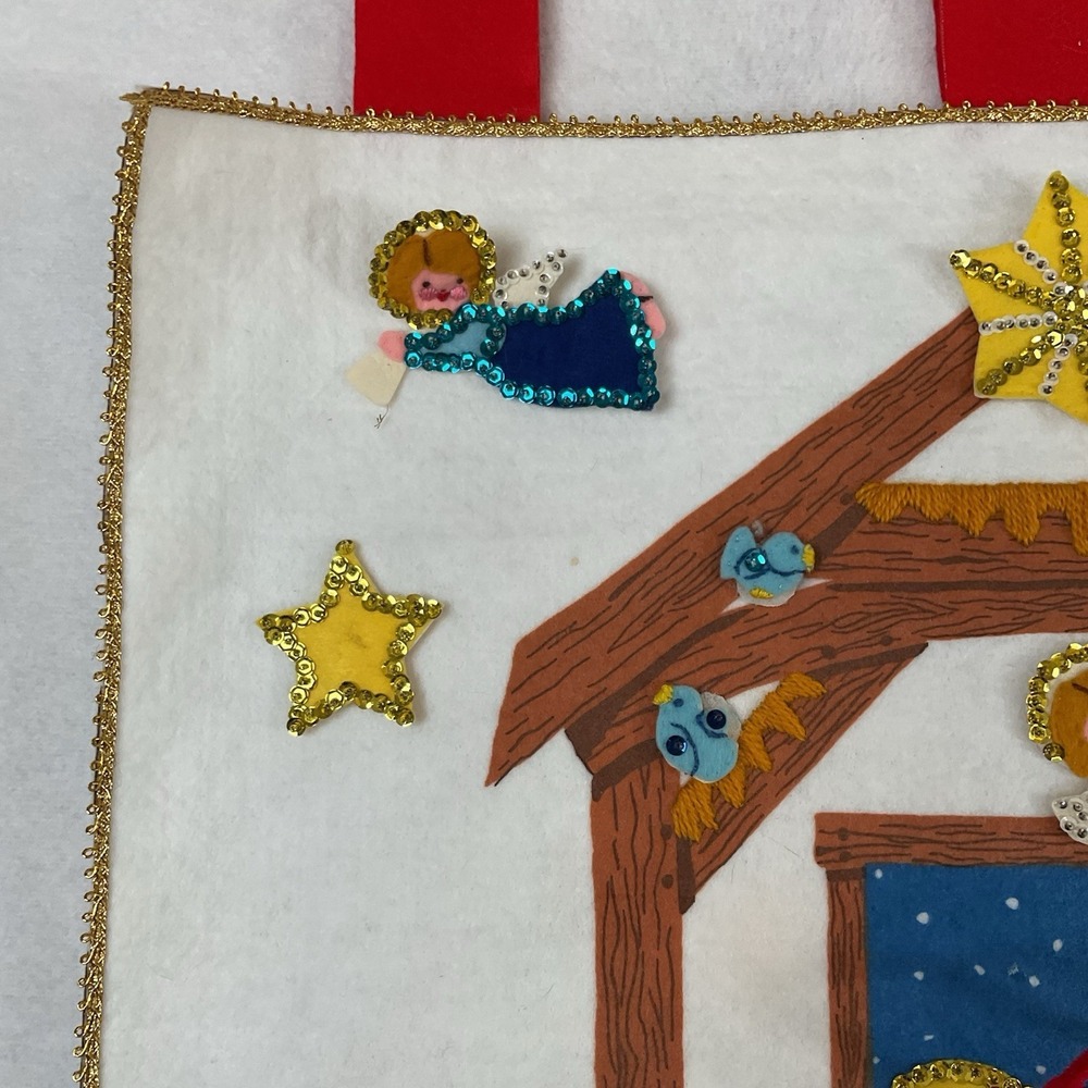 Christmas Advent Calendar Felt Sequins Handmade Wall Hanging Incomplete READ - Picture 3 of 14